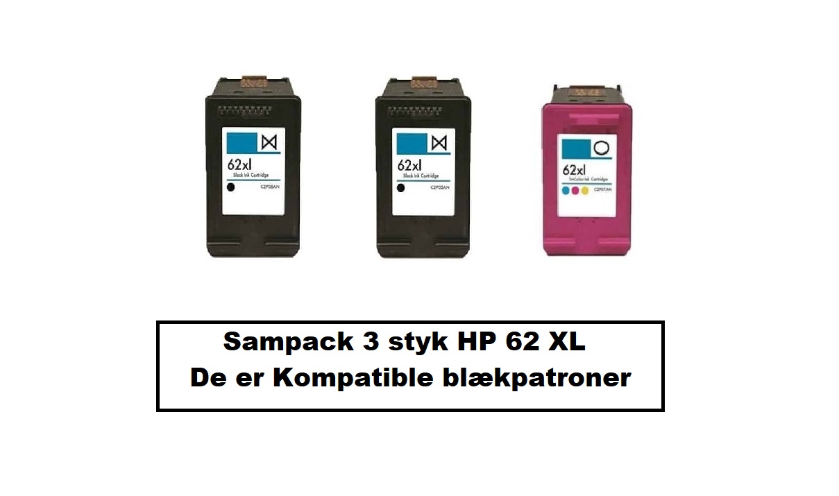 Køb Alternativ HP 62XL 2 stk. rabatpakke blækpatron