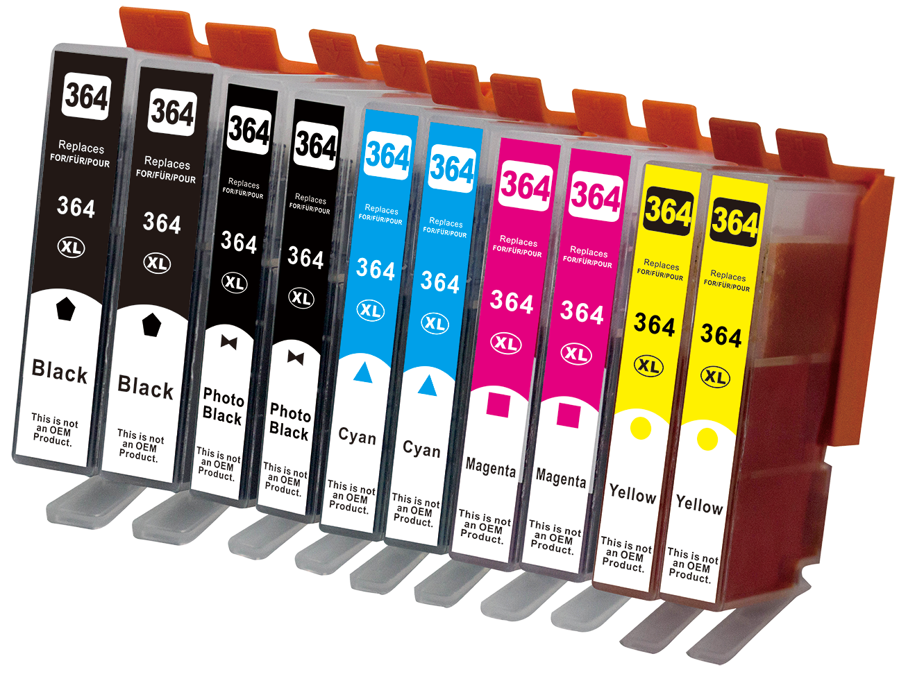 Sampack med HP 364XL stor sort og 2 af hver farver Kompatible blækpatroner indeholder ialt 166 - HP blækpatroner kompatibel ink
