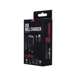 Lader til 220V 2,1A i sort farve med 1M Micro USB kable en hurtig oplader.