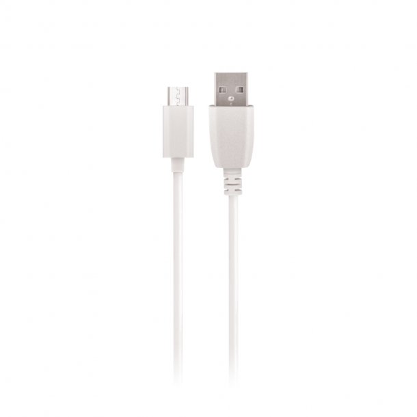 MICRO USB 1A Kablet er 1 meter langt og i hvid farve.