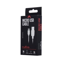 MICRO USB 2A Kablet er 1 meter langt og i hvid farve.