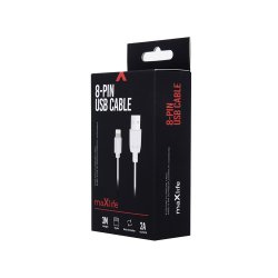 Lightning USB kabel 2A Kablet er 3 meter langt og i hvid farve.