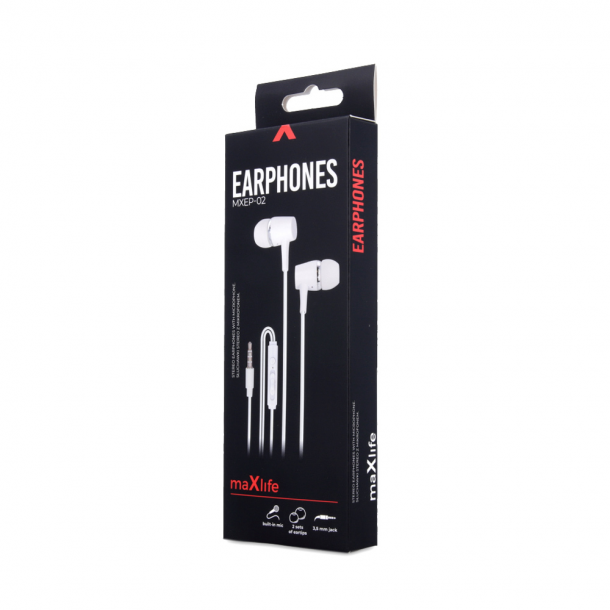 Hretelefoner med Mikrofon i hvid farve med en Kabellngde p 1,2 m.