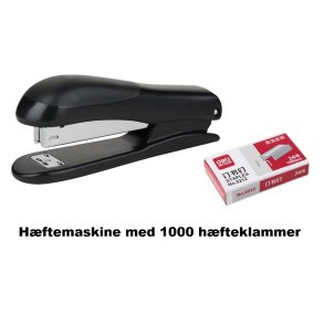 Hftemaskine med 1000 hfteklammer.