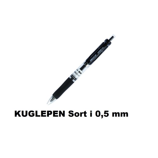 kuglepen med en skrivebredde i 0,5 mm med sort skrive farve.