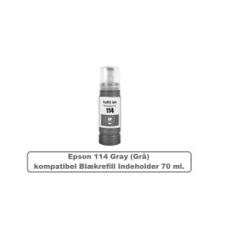 Sammenpak med 7 styk Epson 114 BK-C-M-Y-GY-PB. er kompatibel Blkrefill Indeholder ialt 490 ml.