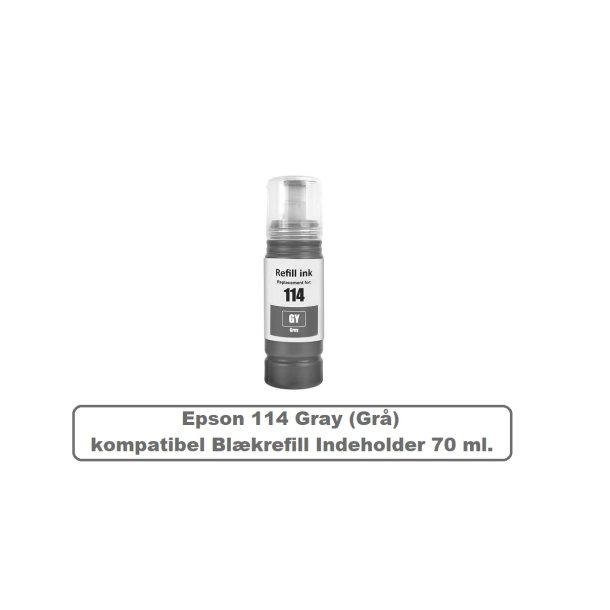 Sammenpak med 7 styk Epson 114 BK-C-M-Y-GY-PB. er kompatibel Blkrefill Indeholder ialt 490 ml.