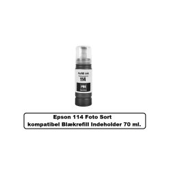 Sammenpak med 7 styk Epson 114 BK-C-M-Y-GY-PB. er kompatibel Blkrefill Indeholder ialt 490 ml.