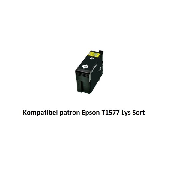 Epson T1577XL LBK (Lys Sort) kompatibel blkpatron indeholder 32ml.