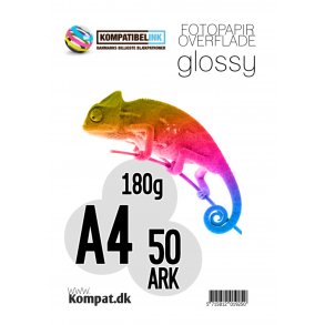 Fotopapir A4 180g 50 ark pr. pakke (Glossy)