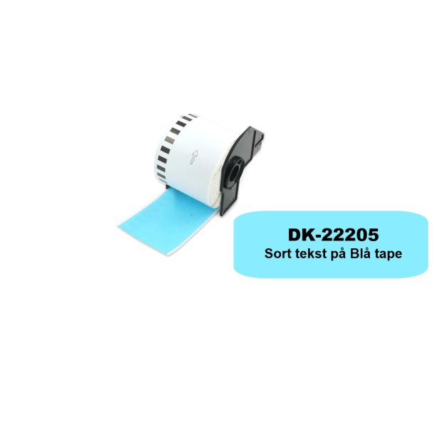 Brother DK 22205 Bl Endels Bane kompatible labels i papirtape Bl 62mm bred og 30,48 m lange.