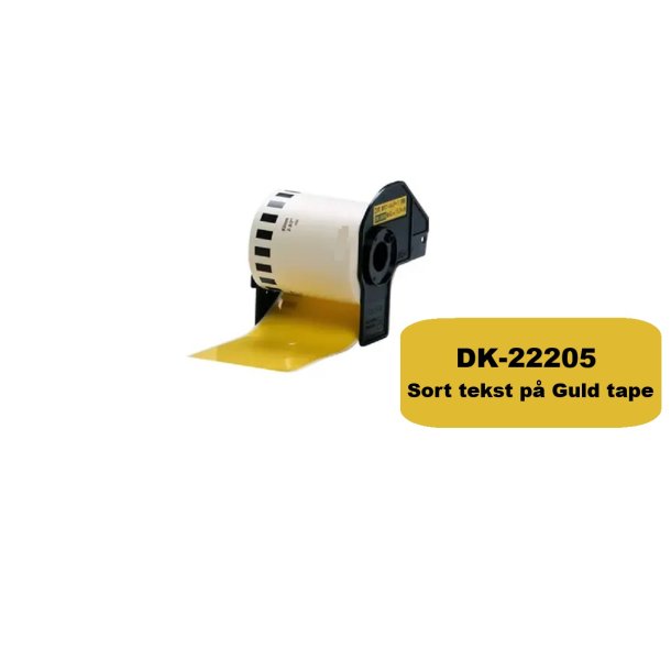 Brother DK 22205 Guld Endels Bane kompatible labels i papirtape Guld 62mm bred og 30,48 m lange.