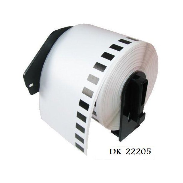 Brother DK-22205 Endels Bane kompatible labels i papirtape hvid 62mm bred og 30,48 m lange..