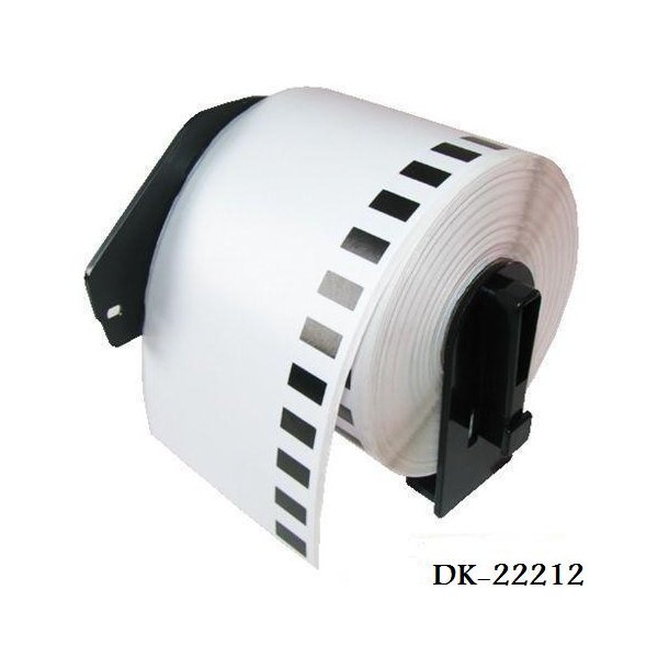 Brother DK-22212 hvid filmtape (plastiktape) endelse baner kompatible labels i 62mm x 15.2m.
