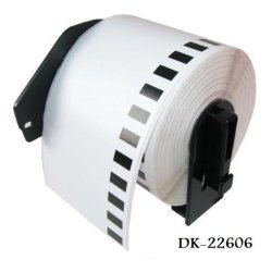 Brother DK 22606 Endels Bane plastiktape gul kompatible labels i 62 mm bred og15,24 m lange.
