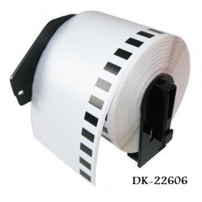 Brother DK 22606 Endels Bane plastiktape gul kompatible labels i 62 mm bred og15,24 m lange.