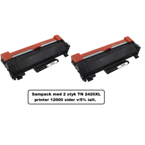 Sampack med 2 X TN 2420XL Kompatibel med Brother TN 2420XL printer 12000 sider v/5% ialt.