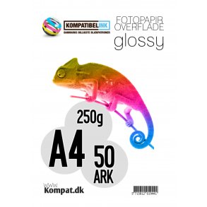 Fotopapir A4 250g 50 ark pr. pakke (Glossy).
