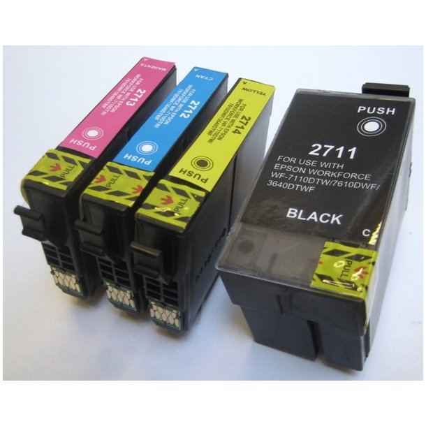 Epson Sampack med T2711xl BK T2712xl C T2713xl M T2714xl Y Kompatibel blkpatron indholder 80 ml.