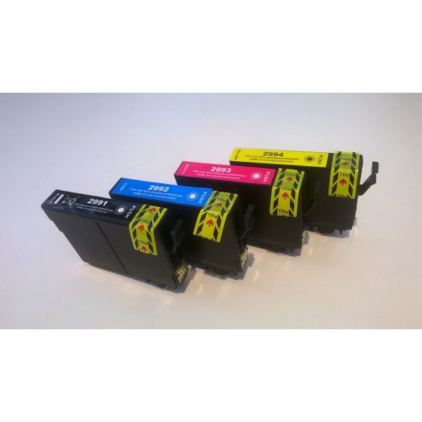 Sampack med 4 styk Epson T2991 BK T2992 C T2993 M T2994 Y kompatibel blkpatroner med 51ML
