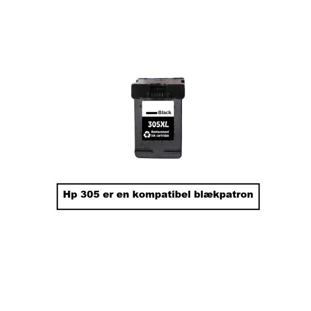 HP 305XL BK (sort) kompatibel blkpatron indeholder 17ml.