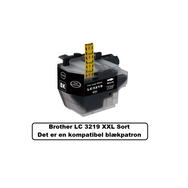Brother LC 3219 XXL BK (Sort) kompatibel blkpatron indeholder 65ml.