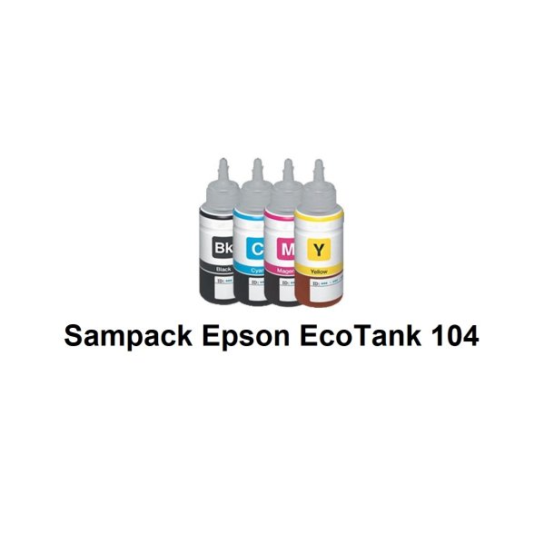 Sammenpak med 4 styk Epson 104 BK-c-m-y er kompatibel Blkrefill Indeholder 280ml.