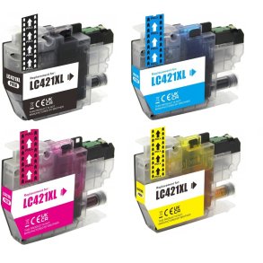  Brother Sampack med 4 styk LC 421XL Kompatibel blkpatron indeholder 46 ml ialt.