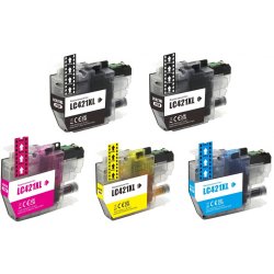  Brother Sampack med 5 styk LC 421XL Kompatibel blkpatron indeholder 62 ml ialt.