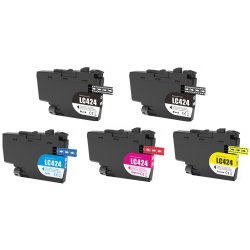  Brother Sampack med 5 styk LC 424XL Kompatibel blkpatron indeholder 60 ml ialt.
