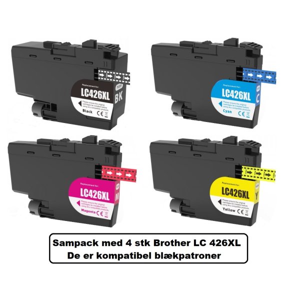  Brother Sampack med 4 styk LC 426XL Kompatibel blkpatron indeholder 300 ml ialt.