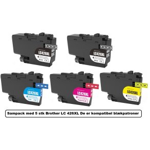  Brother Sampack med 5 styk LC 426XL Kompatibel blkpatron indeholder 400 ml ialt.