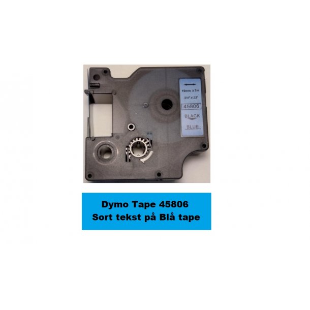 Dymo Tape D1 45806 i 19mm x 7m med Sort tekst p Bl tape.