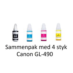 Canon GI 490 Sammenpak med 4 styk kompatibel Blkrefill Indeholder 345ml.