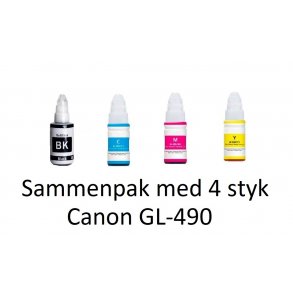 Canon GI 490 Sammenpak med 4 styk kompatibel Blkrefill Indeholder 345ml.