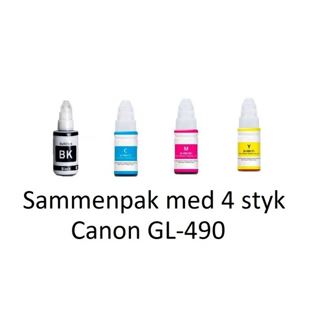 Canon GL-490 Sammenpak med 4 styk kompatibel Blkrefill Indeholder 345ml.