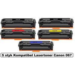 Sampack med 5 styk Canon 067 B,C,M,Y Kompatibel Lasertonerne 6450 sider v/ 5%.