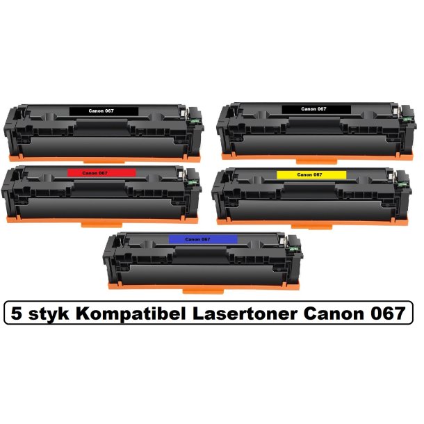 Sampack med 5 styk Canon 067 B,C,M,Y Kompatibel Lasertonerne 6450 sider v/ 5%.