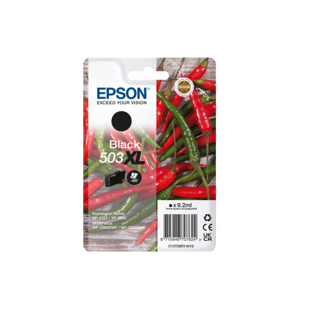 Epson 503 BK (sort) er en originale blkpatron den indeholder 9,2 ml.