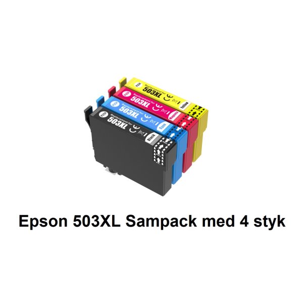 Epson Sampack med 4 styk Epson 503 XL Kompatibel blkpatroner indeholder 42ml ialt.