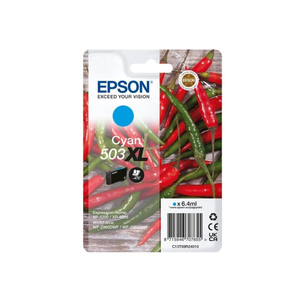 Epson 503 Cyan (Bl) er en originale blkpatron den indeholder 4,6 ml.