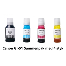 Canon GI 51 Sammenpak med 4 styk kompatibel Blkrefill Indeholder ialt 350ml.