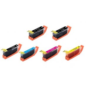 Canon Sampack med 6 styk PGI 2x 550XL CLI 1x 551XL B/C/M/Y. Kompatible blkpatroner med 94 ml.