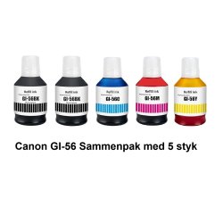 Canon GI 56 Sammenpak med 5 styk kompatibel Blkrefill Indeholder ialt 760ml.