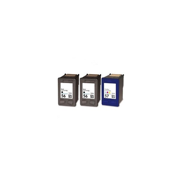 Sampack med 2x HP 56 og 1x HP 57. Kompatible blkpatroner indeholder i alt 60 ml.