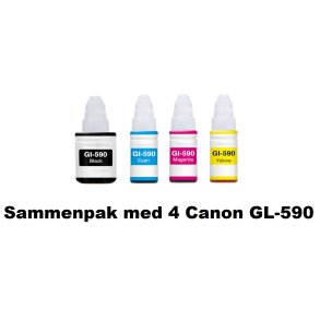 Canon GI-590 Sammenpak med 4 styk kompatibel Blkrefill Indeholder ialt 345ml.