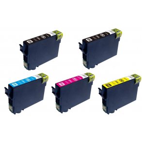 Sampack med 5 styk Epson 502XL kompatibel blkpatron indeholder hele 62ml ialt.