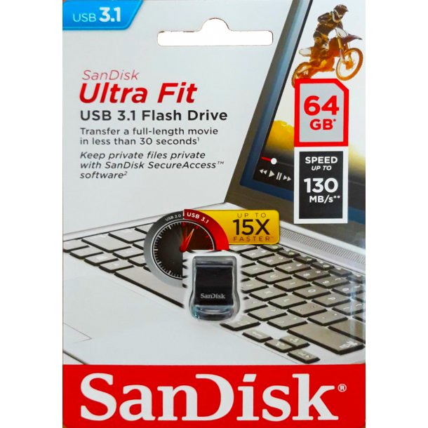 SanDisk USB nøgle med 64 GB i 3.1.