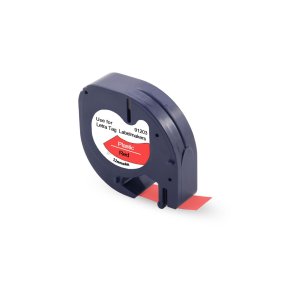 Dymo‌ LetraTAG Tape 91203 sort tekst p Rd plast tape 12mm x 4m kompatibel.