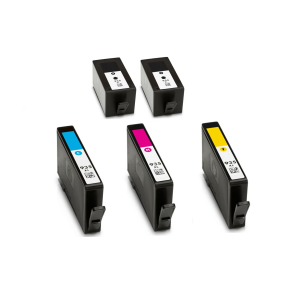 Sampack med 5 styk HP 934BK, 935C,M,Y. Kompatible blkpatroner 164 ml ialt.